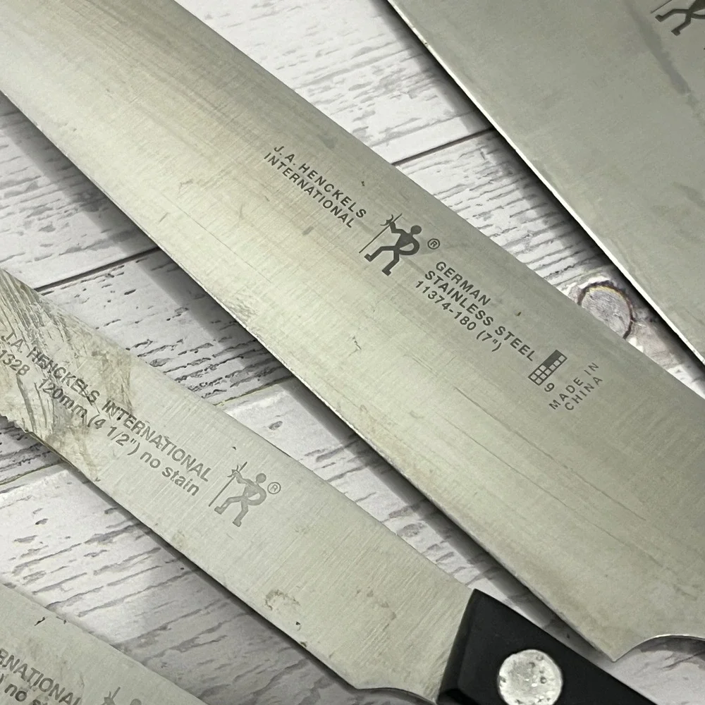 JA Henckels International German Stainless Steel Kitchen Knife Set 5 Piece Black
